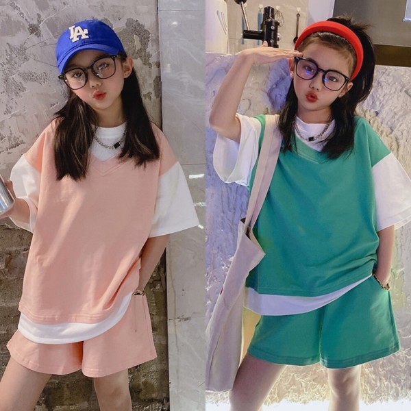 여름/여아/주니어/키즈/아동/초등학생/원피스/트레이닝복/반팔/반바지/크롭/옷/의류/상하복세트