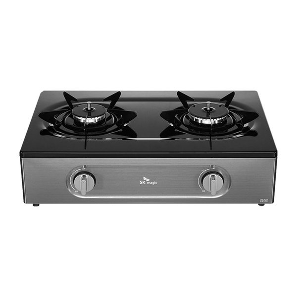 2구 가스렌지 GRA-851SR 메탈실버 NEW 에코버너/듀얼가스노즐/5발그레이트/안심센서-SK매직공식대리점